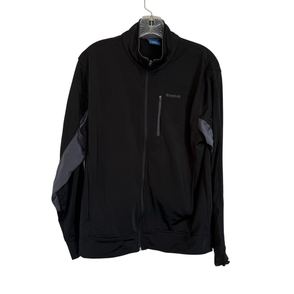 Men’s Reebok Zip Up Windbreaker Size Small Black Grey